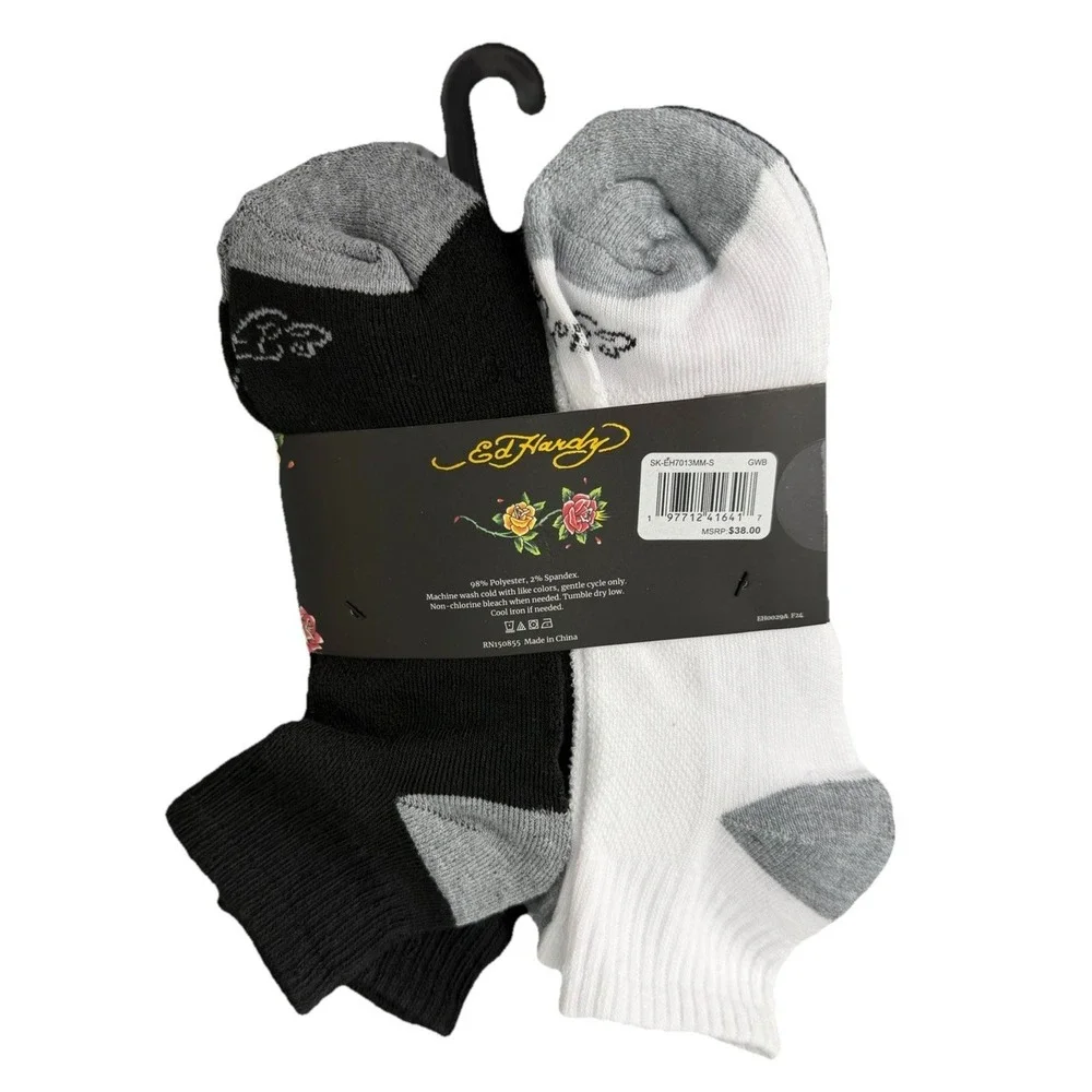 Ed Hardy Men's Athletic Quarter Socks - 8 Pairs -‎ Mixed Colors Moisture SZ 6-12